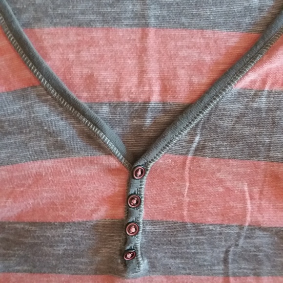 DC brand peach and grey striped button top - Picture 2 of 5